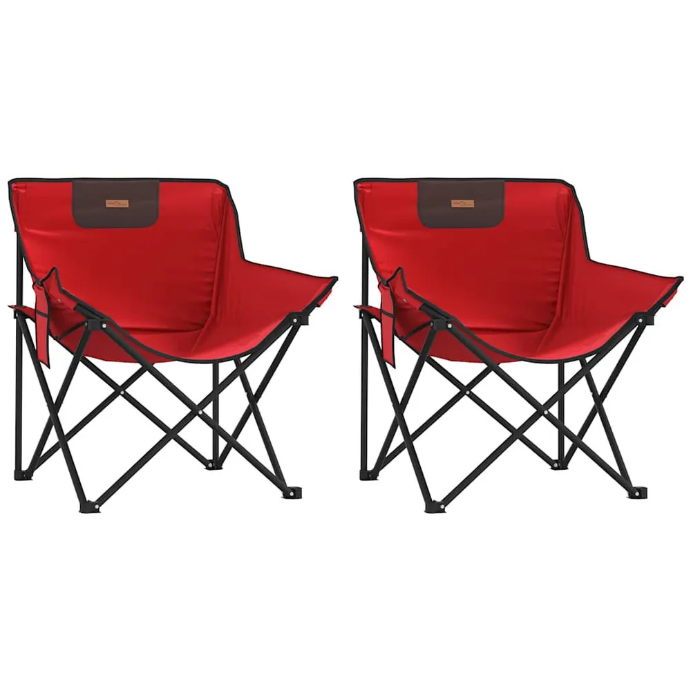 Chaise de camping avec poche pliable lot de 2 rouge