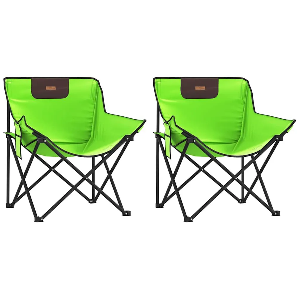 Chaise de camping avec poche pliable lot de 2 vert