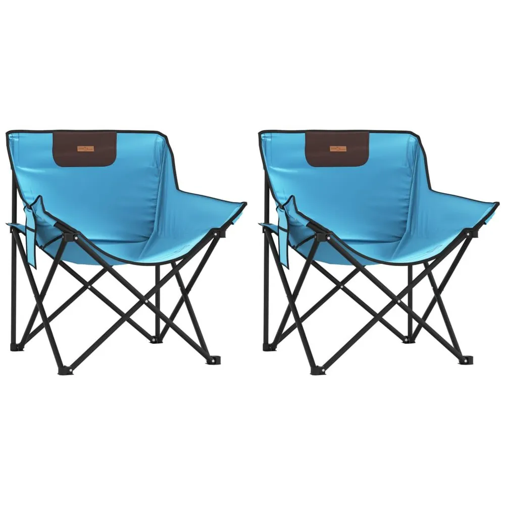 Chaise de camping avec poche pliable lot de 2 bleu vif