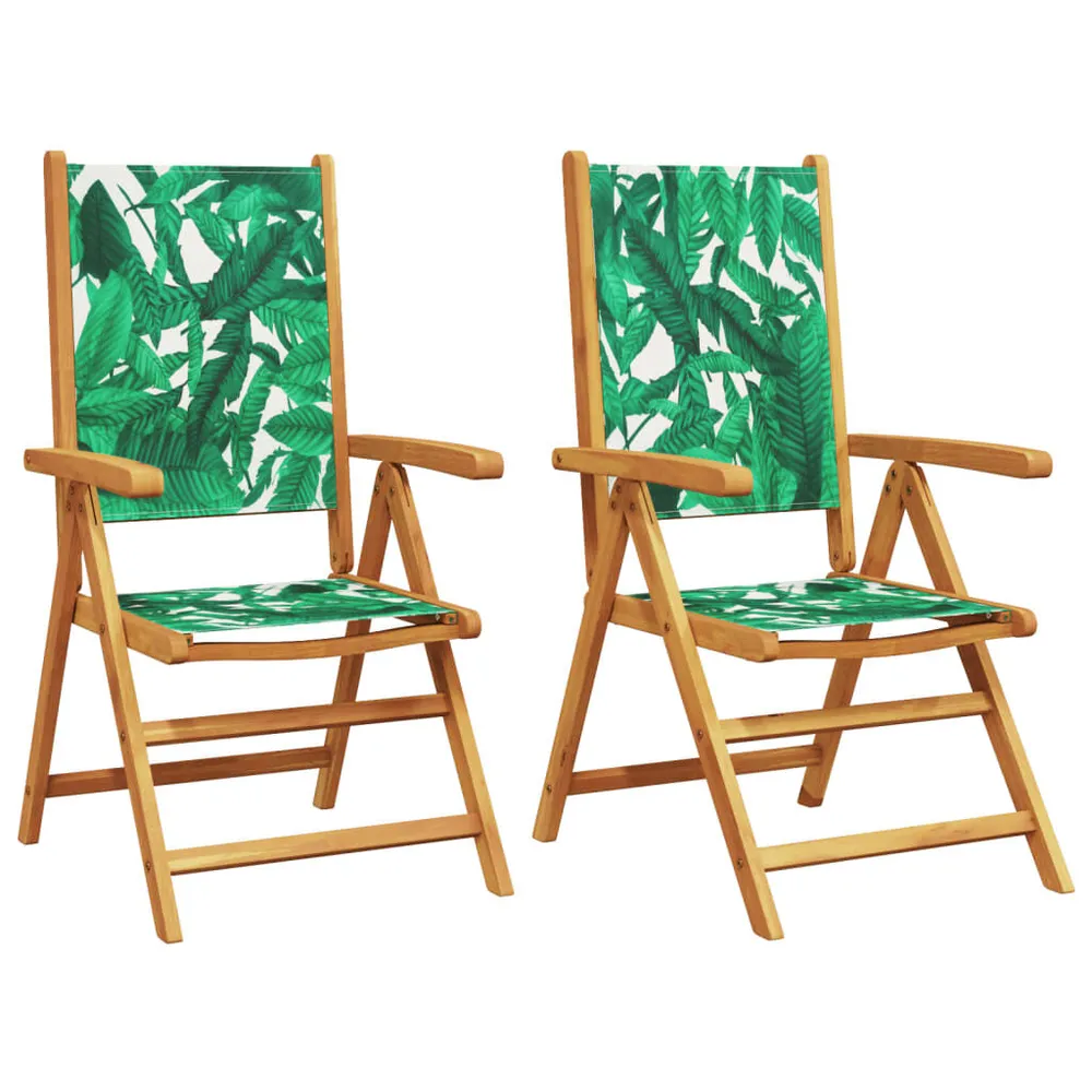 Chaises de jardin lot de 2 motif de feuilles acacia et tissu