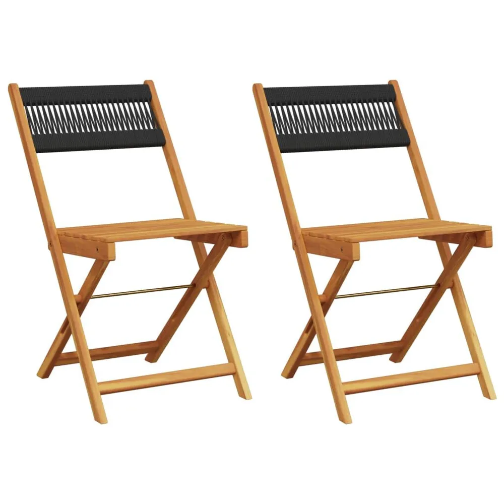 Chaises de bistrot lot de 2 noir bois d'acacia et corde