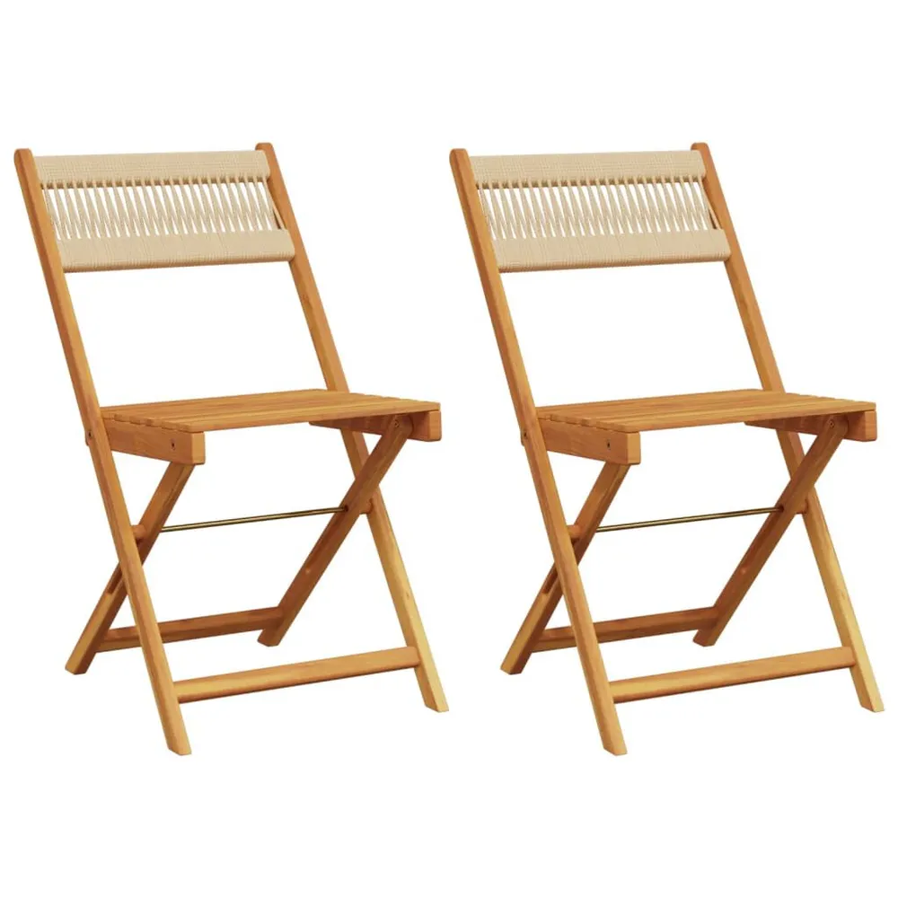 Chaises de bistrot lot de 2 beige bois d'acacia et corde