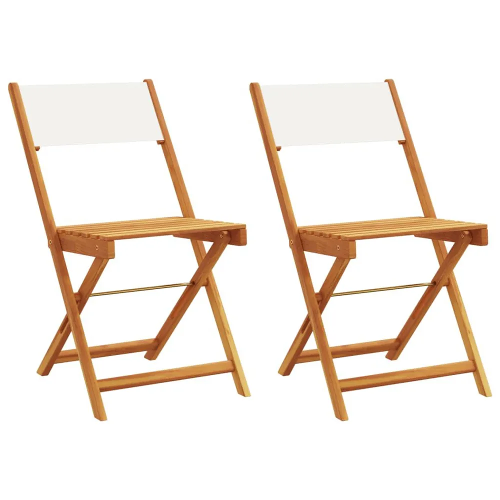 Chaises de bistrot lot de 2 blanc crème bois acacia et tissu