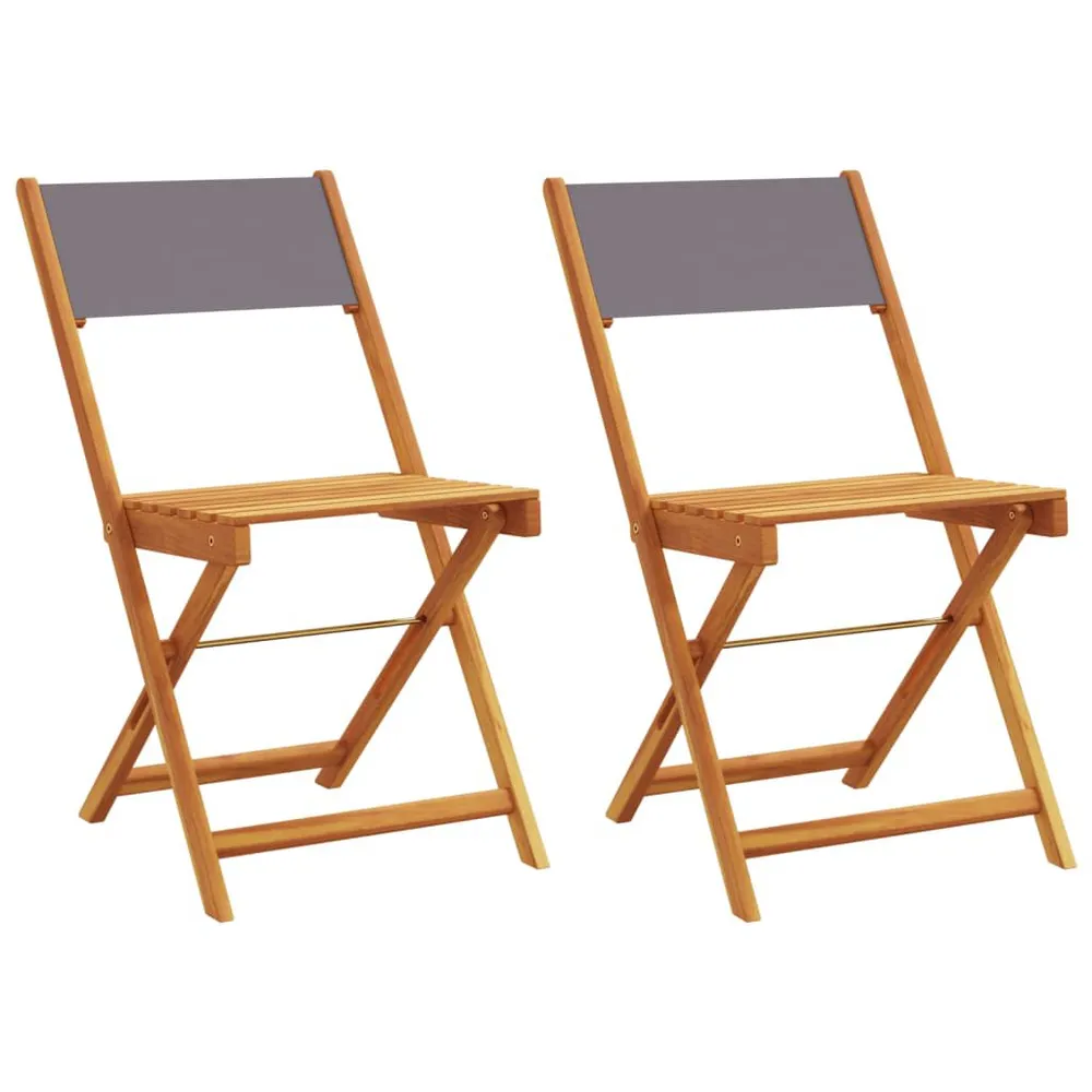 Chaises de bistrot lot de 2 anthracite bois acacia massif tissu