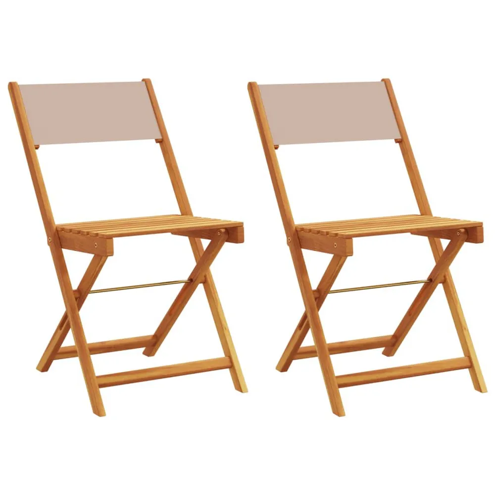 Chaises de bistrot lot de 2 taupe bois d'acacia massif et tissu