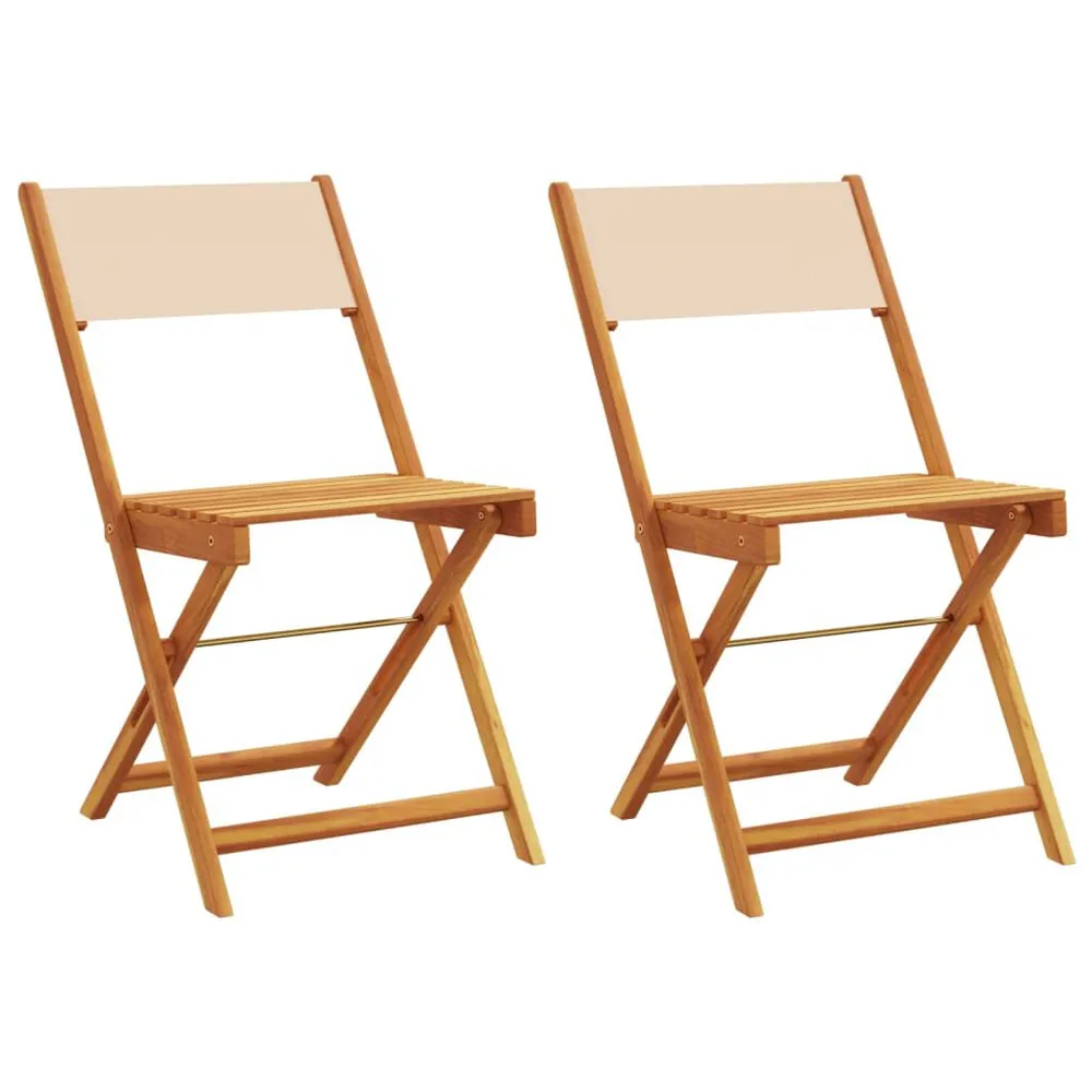 Chaises de bistrot lot de 2 beige bois d'acacia massif et tissu