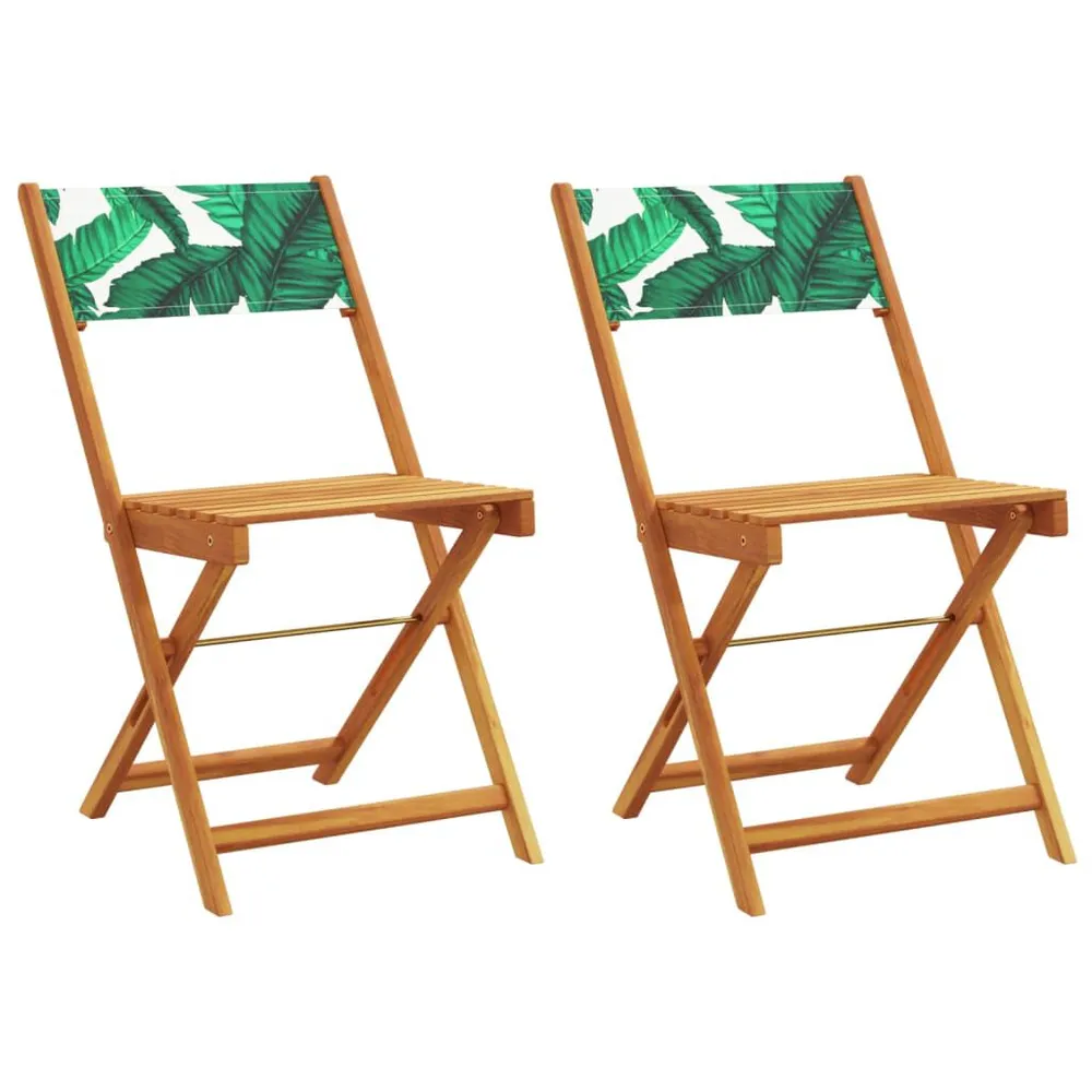 Chaises de bistrot lot de 2 motif de feuilles acacia et tissu