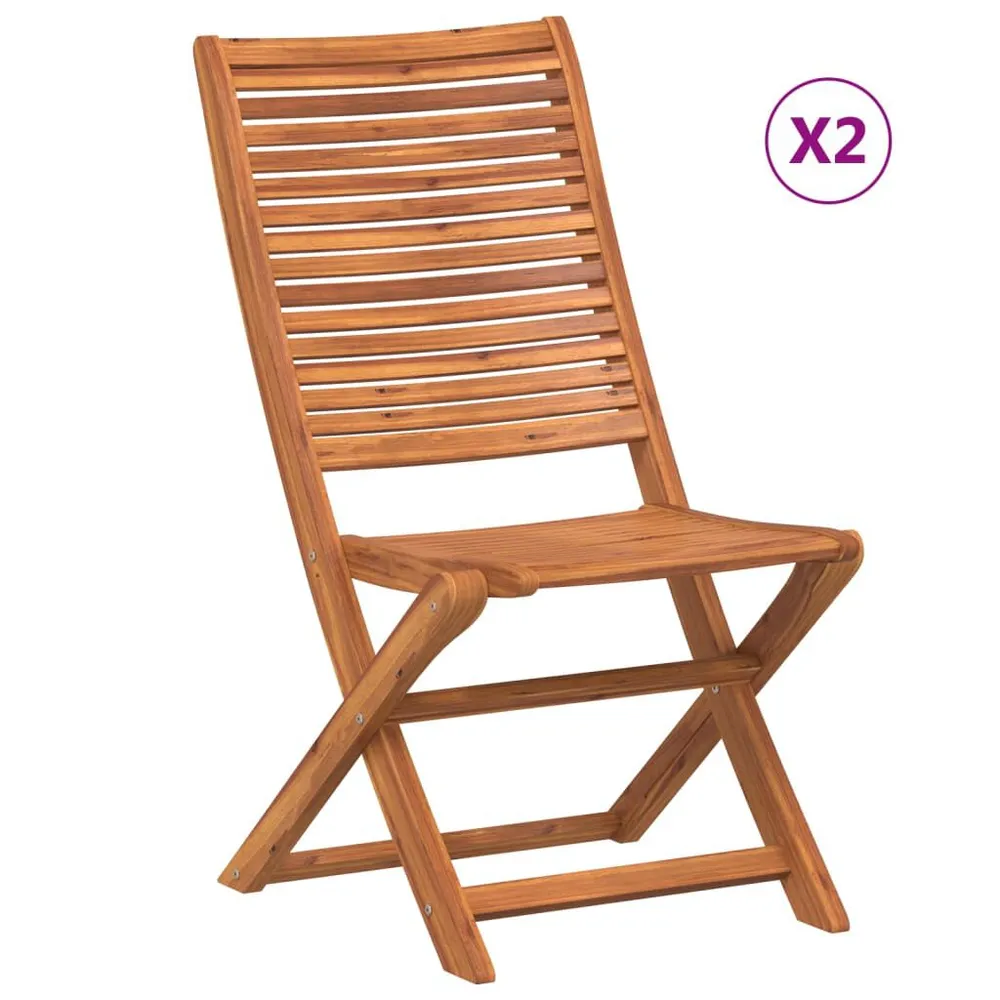 Chaises pliantes de jardin lot de 2 bois d'acacia solide