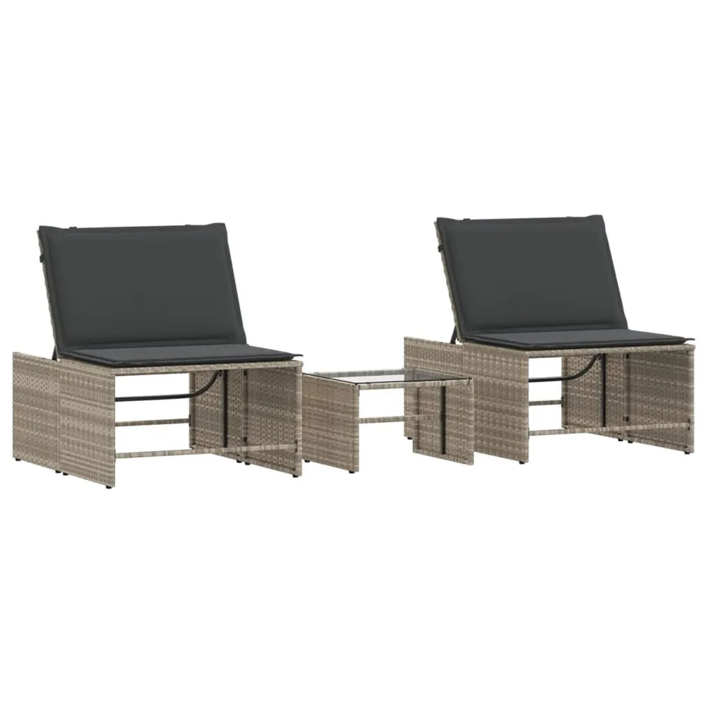 Chaises longues lot de 2 avec table gris évident résine tressée