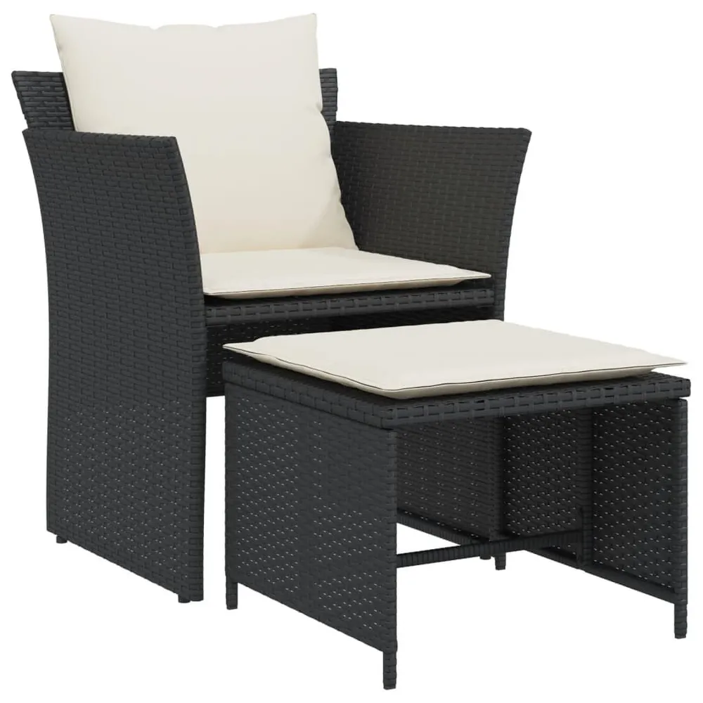 Chaise de jardin avec tabouret noir résine tressée