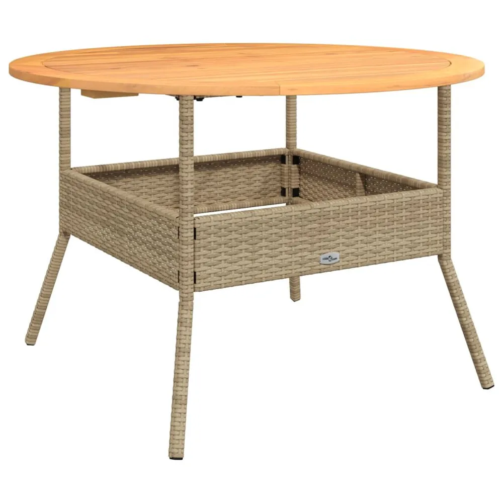 Table de jardin et dessus en bois d'acacia beige résine tressée