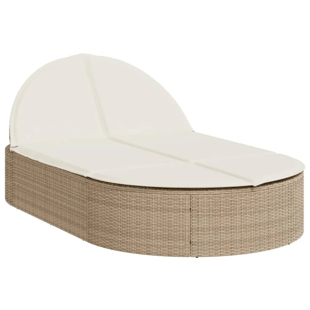 Chaise longue double avec coussins beige résine tressée