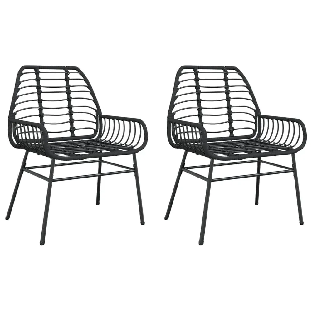 Chaises de jardin lot de 2 Noir Résine tressée