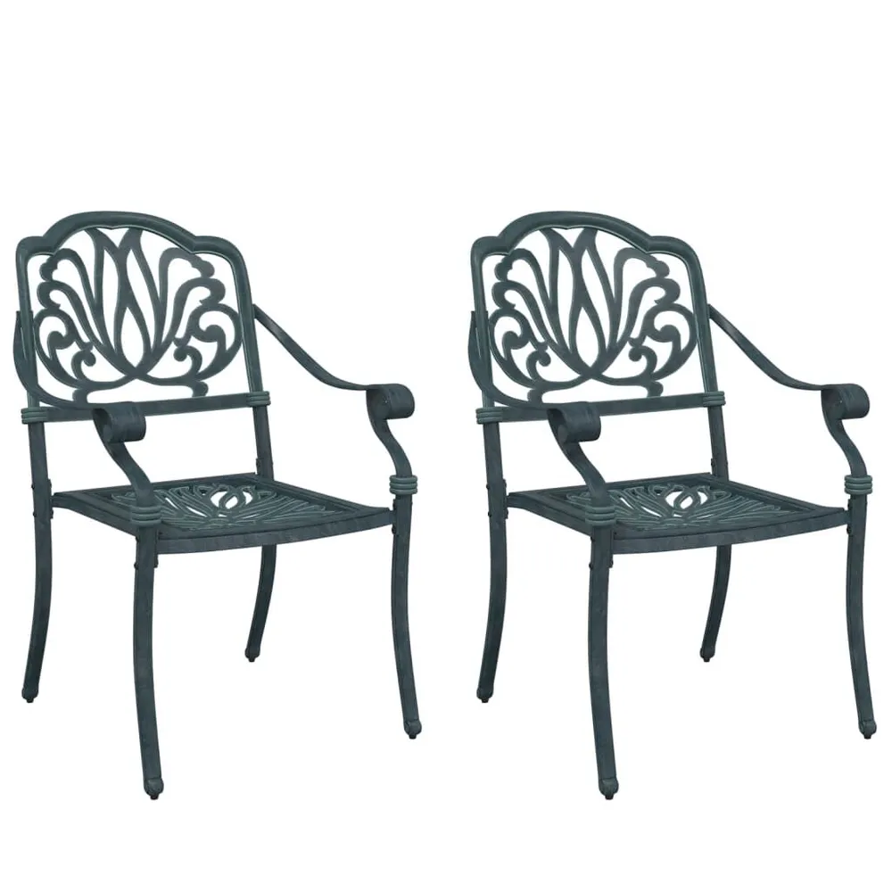 Chaises de jardin lot de 2 vert aluminium coulé