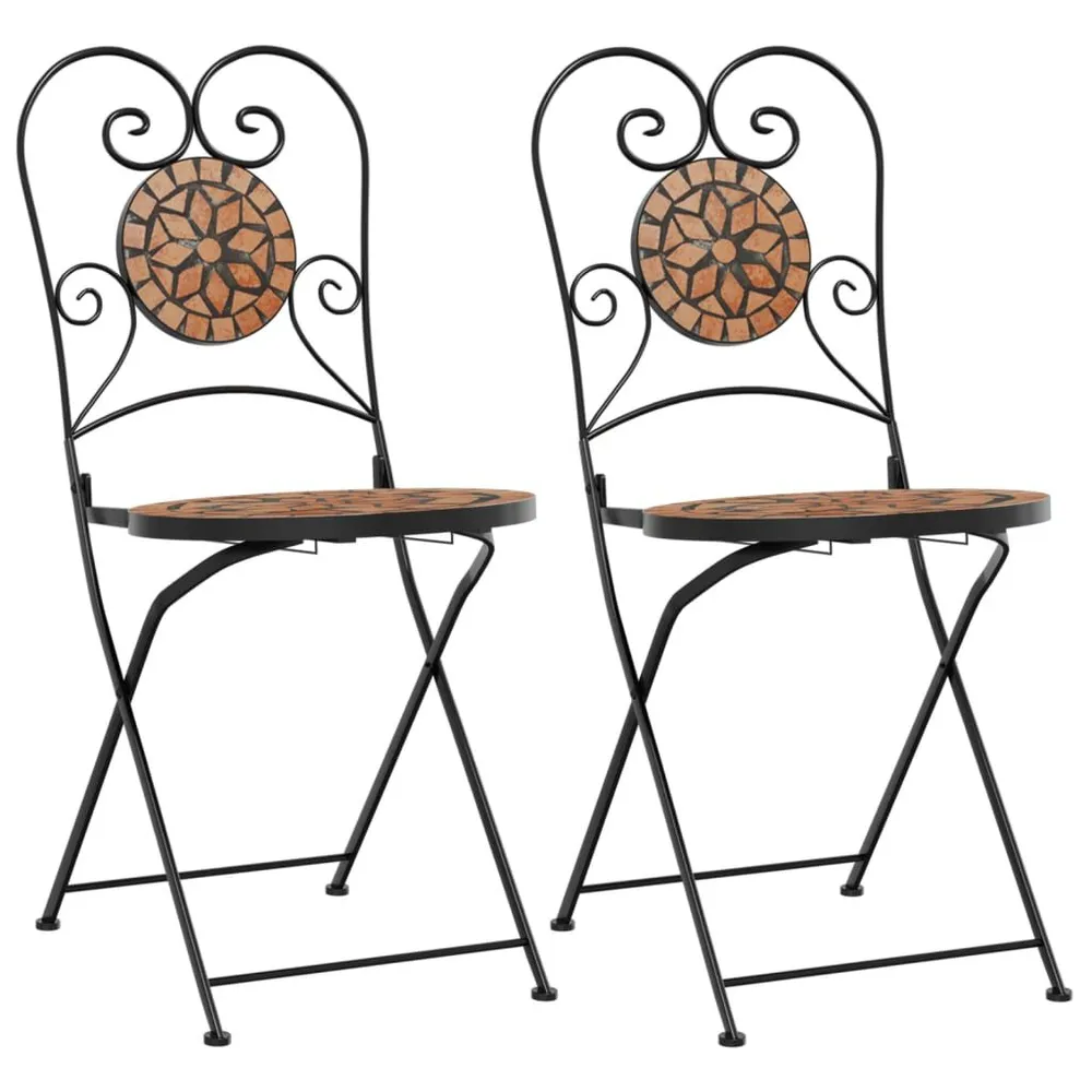 Chaises de bistrot pliables lot de 2 terre cuite céramique