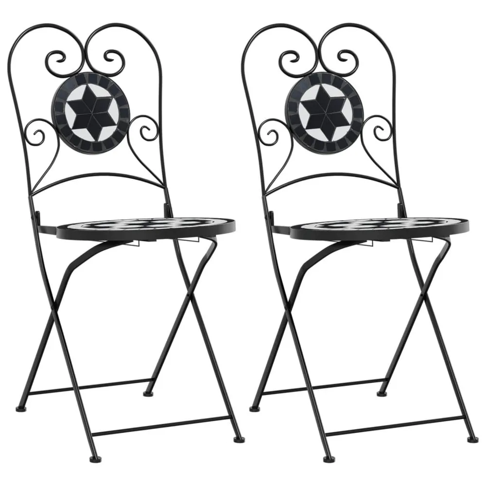 Chaises de bistro pliables lot de 2 noir et blanc céramique