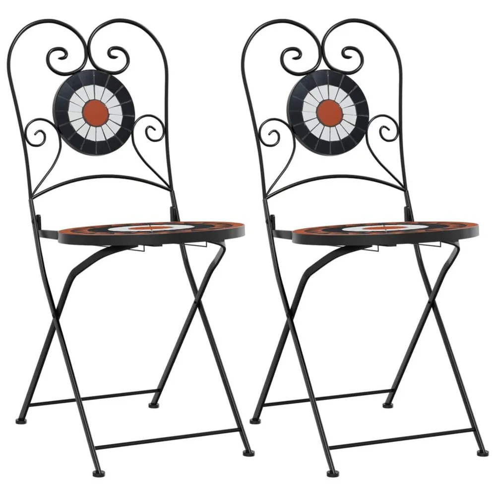 Chaises de bistro pliables lot de 2 terre cuite blanc céramique