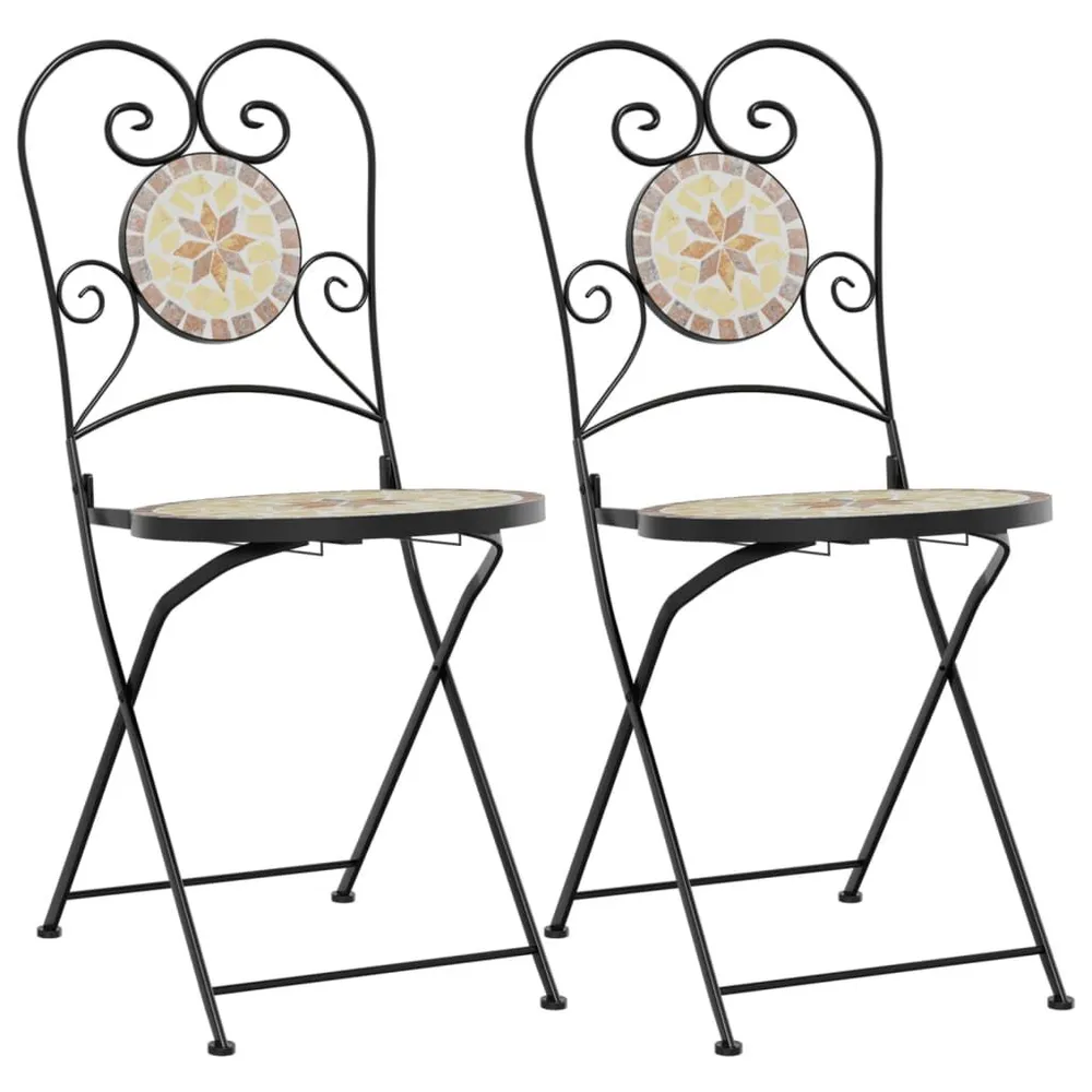 Chaises de bistro pliables lot de 2 terre cuite blanc céramique