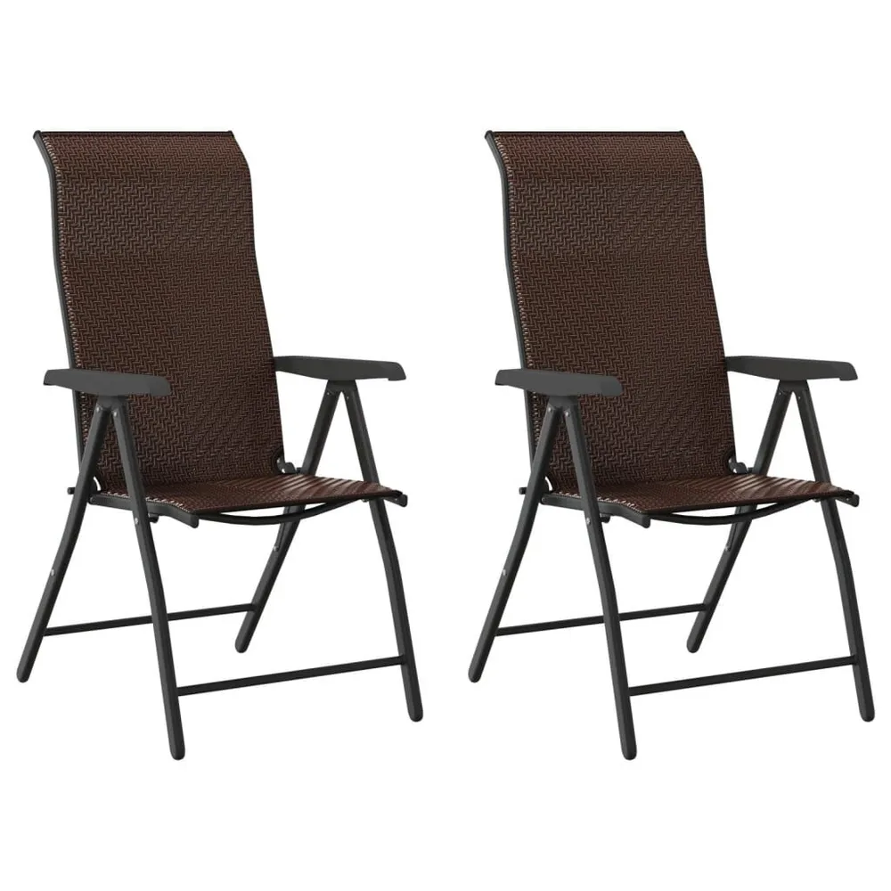 Chaises pliables de jardin lot de 2 marron résine tressée