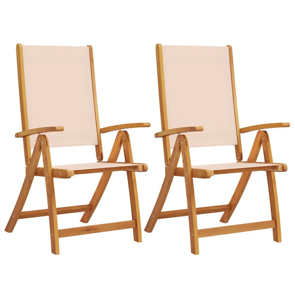 Chaises pliables de jardin lot de 2 bois d'acacia et textilène