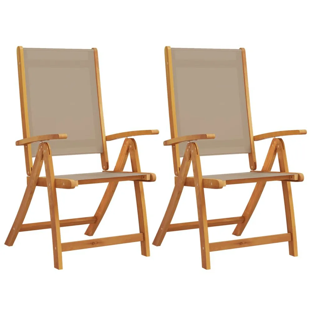 Chaises pliables de jardin lot de 2 bois d'acacia et textilène