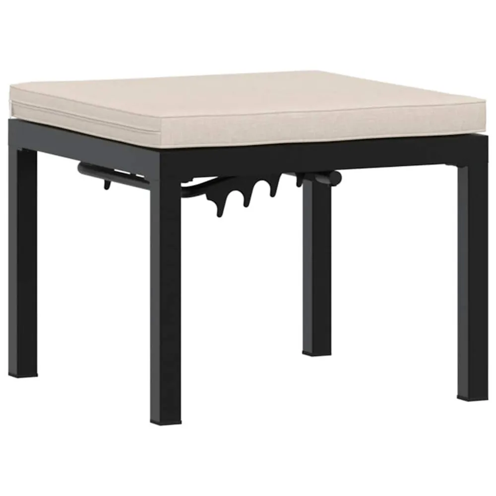 Tabouret de jardin avec coussin noir acier enduit de poudre