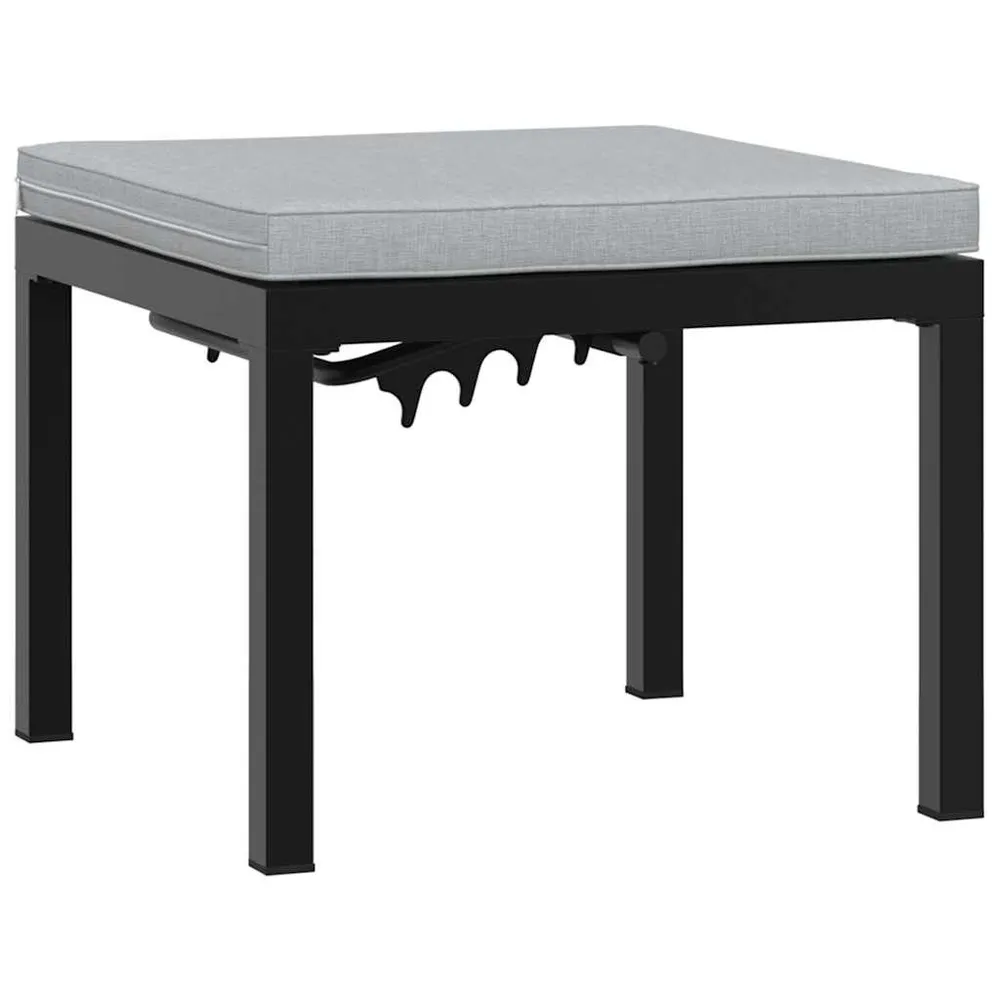 Tabouret de jardin avec coussin noir acier enduit de poudre