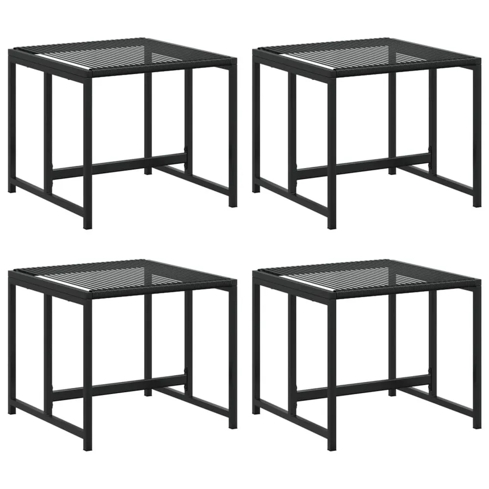 Tabourets de jardin lot de 4 noir résine tressée