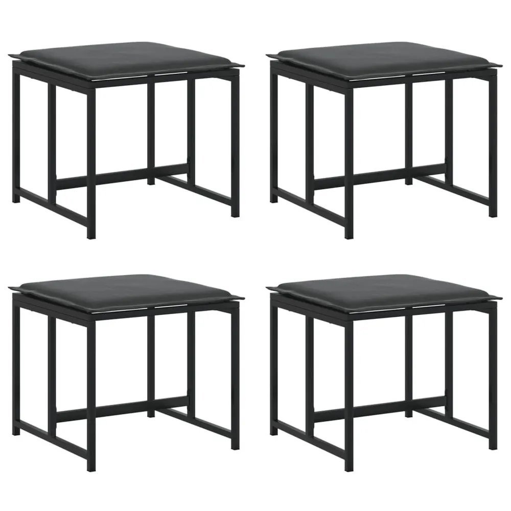 Tabourets de jardin avec coussins lot de 4 noir acier/textilène