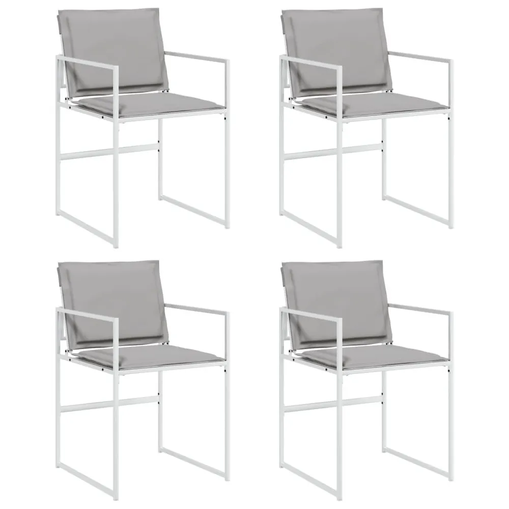 Chaises de jardin avec coussins lot de 4 blanc acier/textilène