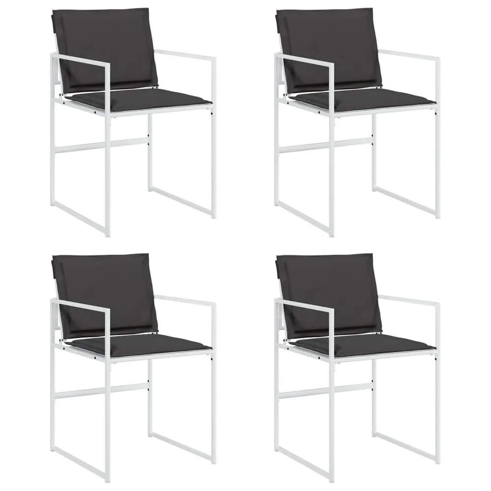 Chaises de jardin avec coussins lot de 4 blanc acier/textilène