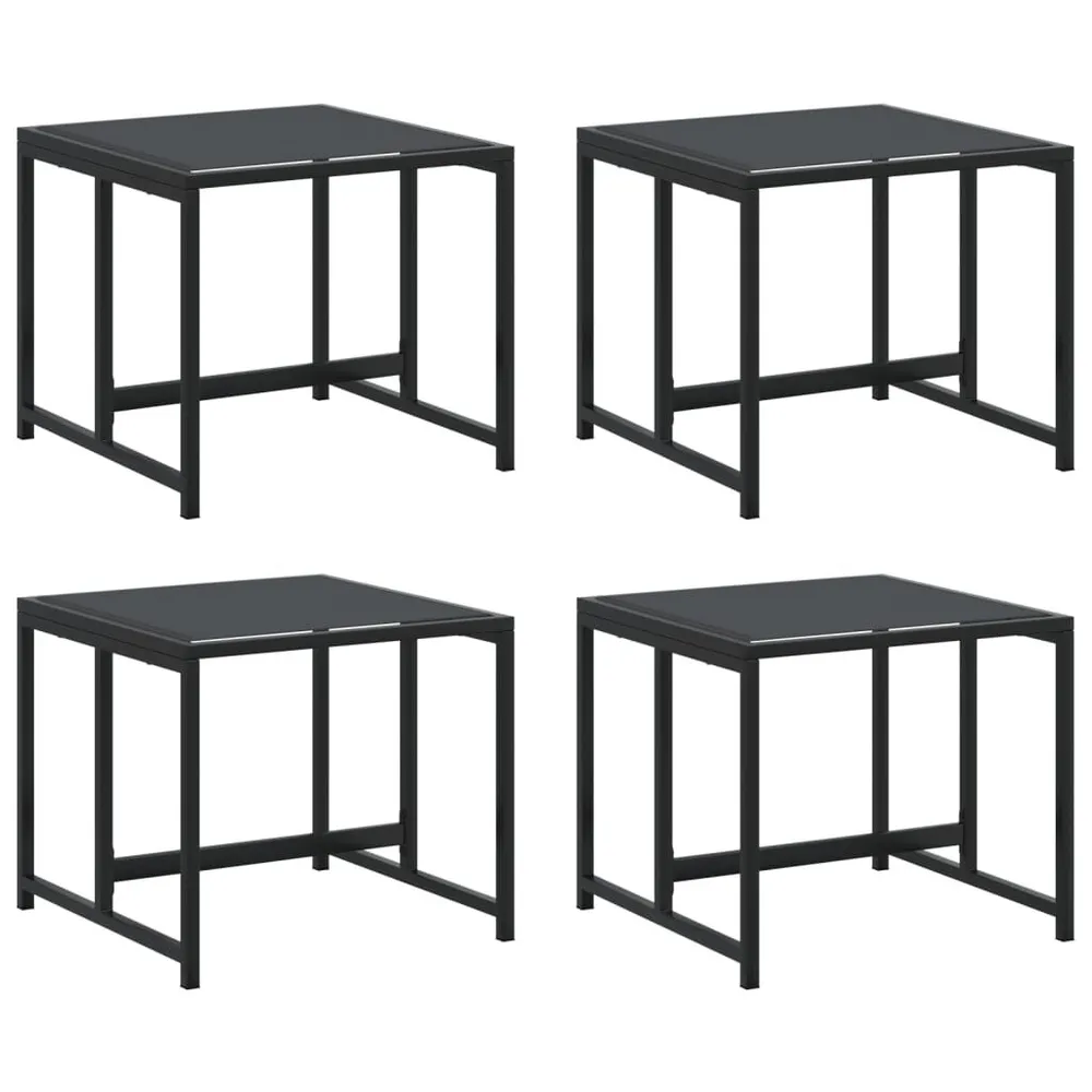 Tabourets de jardin 4 pcs noir acier et textilène