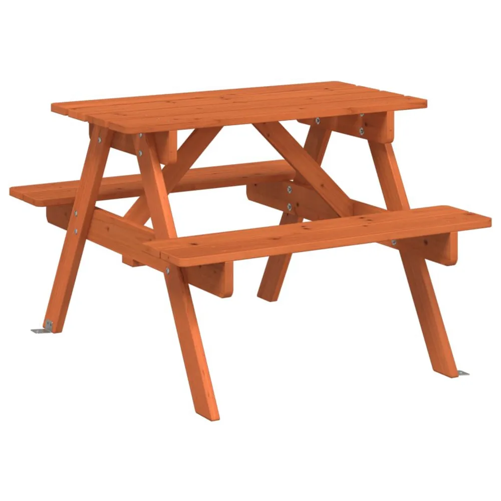 Table de pique-nique pour 4 enfants avec trou de parasol sapin