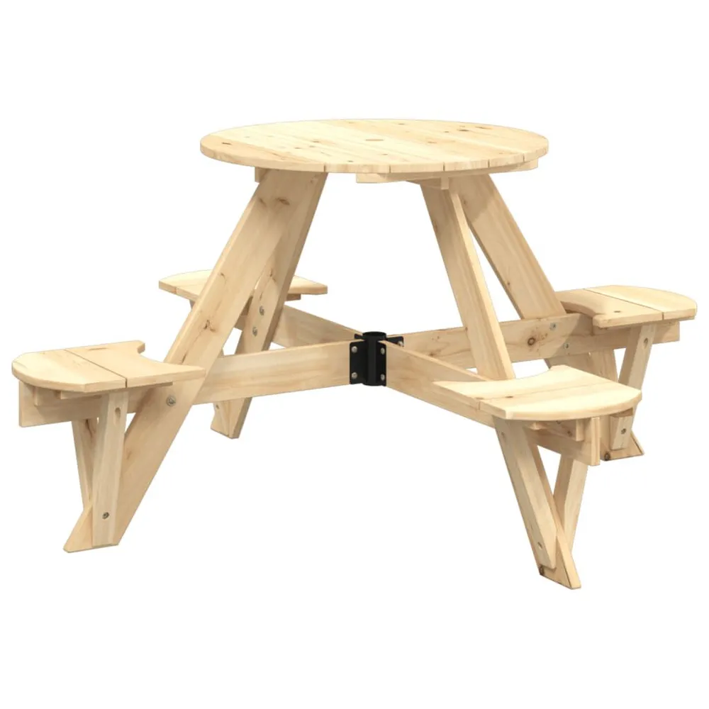 Table de pique-nique pour 4 enfants avec trou de parasol rond