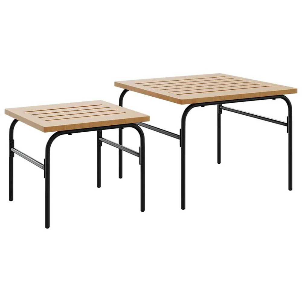 Tables basses gigognes de jardin 2 pcs marron et noir acier