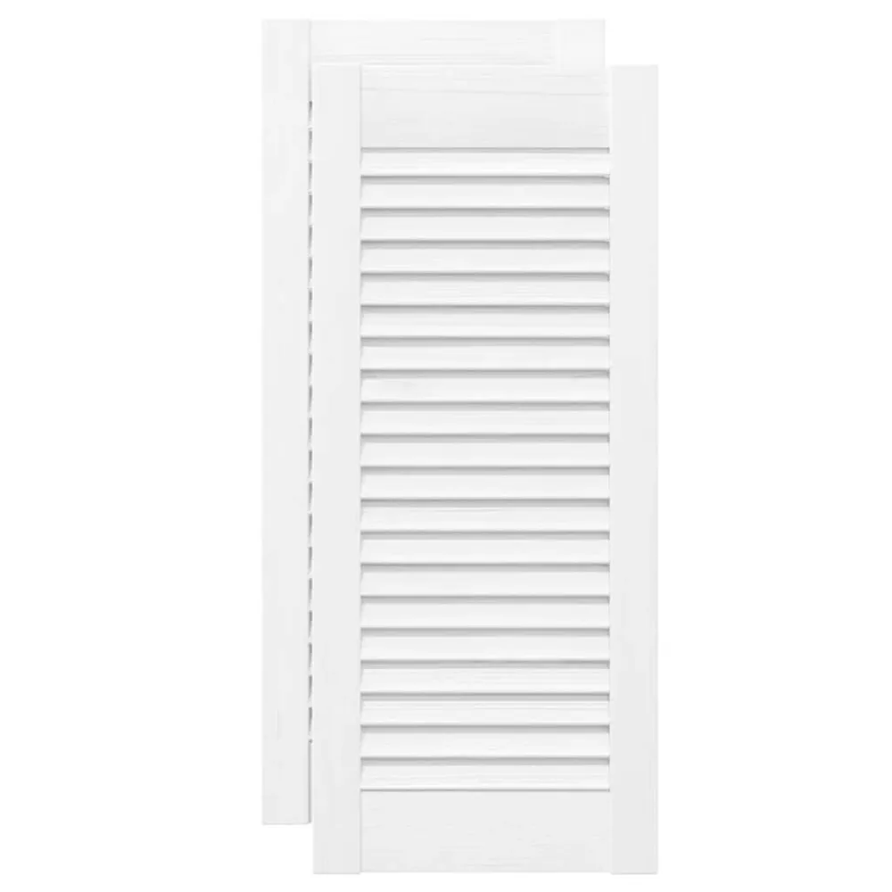 Portes d'armoire à persiennes 2 pcs blanc 69x29,5 cm