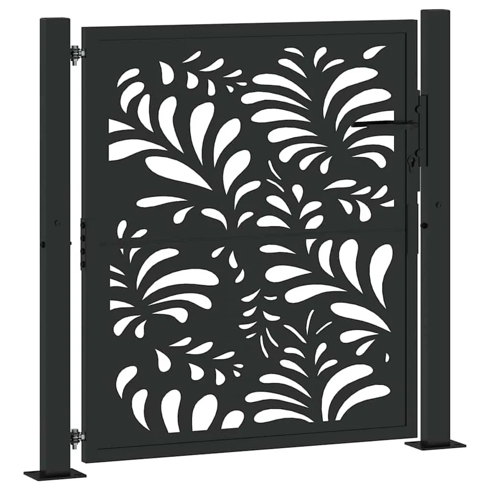 Portail de jardin noir 105x106 cm acier conception de vagues