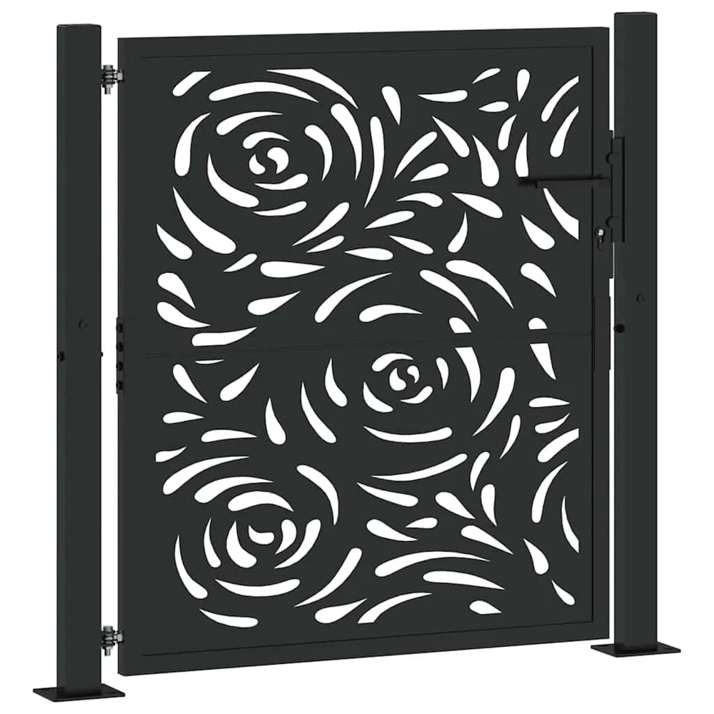 Portail de jardin noir 105x106 cm acier conception de flamme