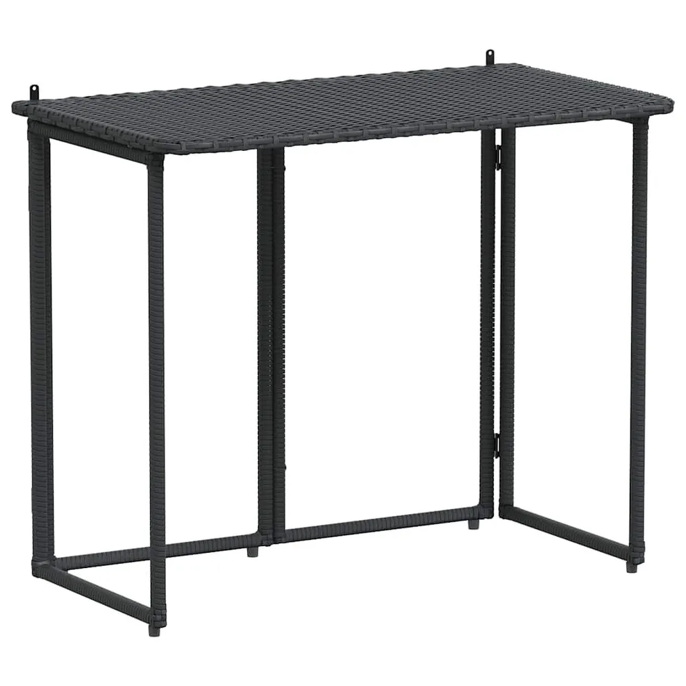 Table de jardin pliante noir 90 x 51 x 75 cm polyrotin