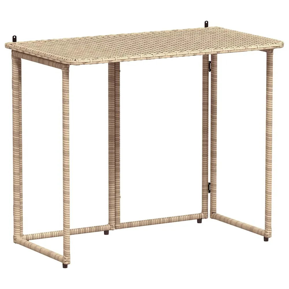 Table de jardin pliante beige 90 x 51 x 75 cm polyrotin