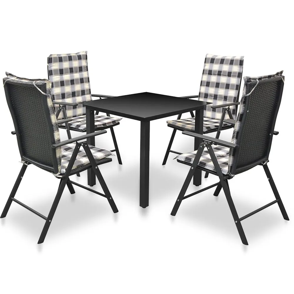 Ensemble à manger d'extérieur 5pcs avec coussins Aluminium Noir