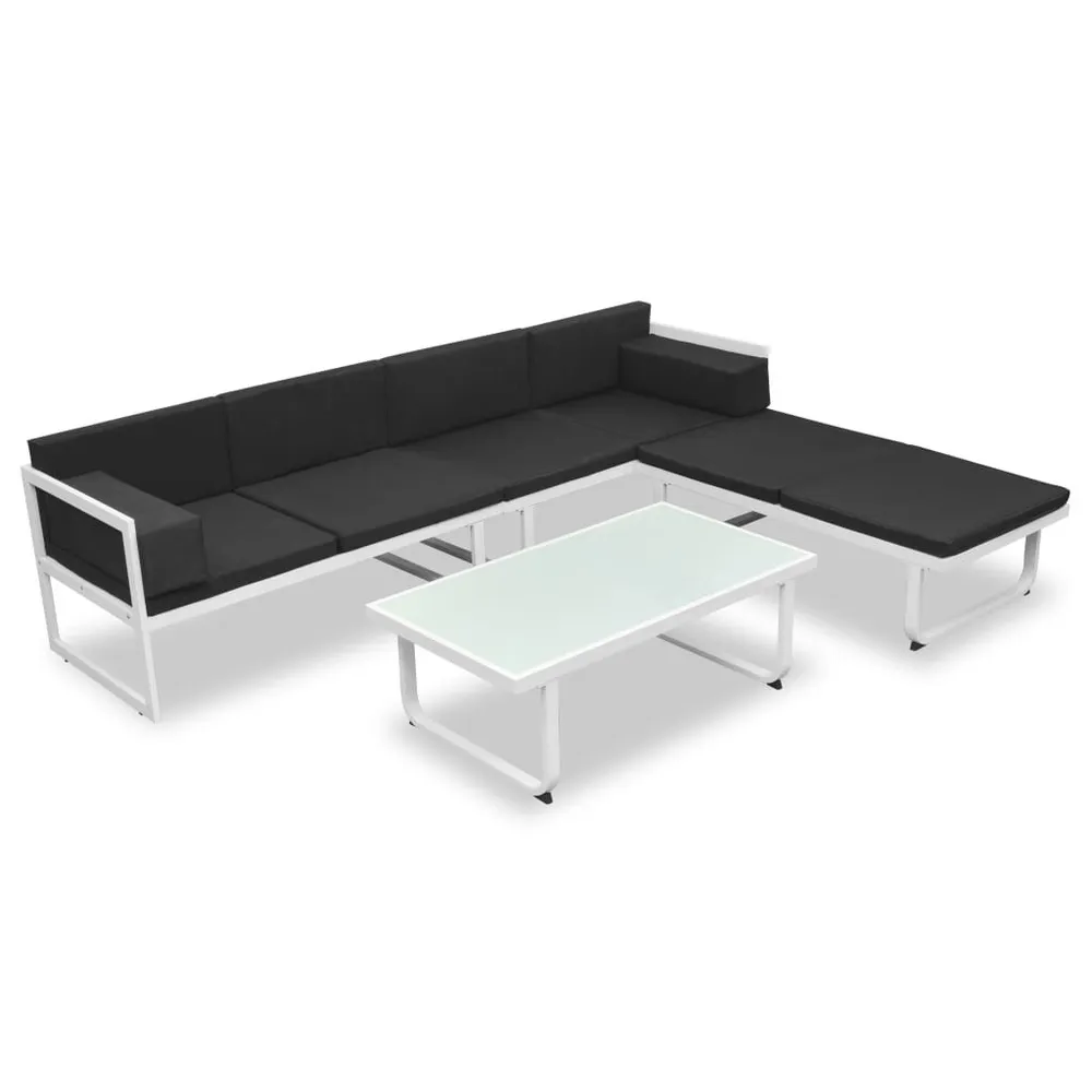 Salon de jardin 4 pcs et coussins Aluminium Noir