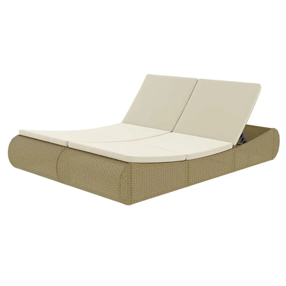 Chaise longue d'extérieur Résine tressée Beige