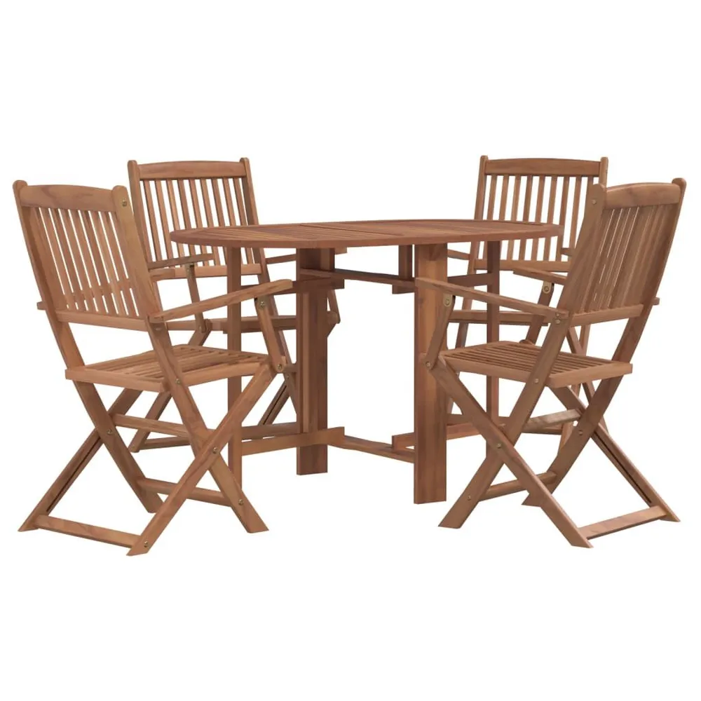 Ensemble à manger d'extérieur pliable 5pcs Bois d'acacia solide