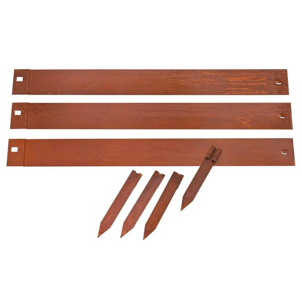 Nature Bordures de jardin 3 pcs 91,4x10,2 cm acier corten