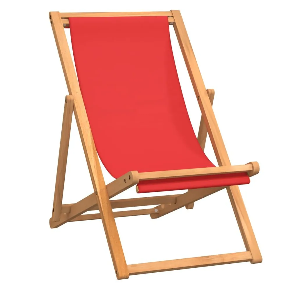 Chaise de plage pliable Bois de teck solide rouge