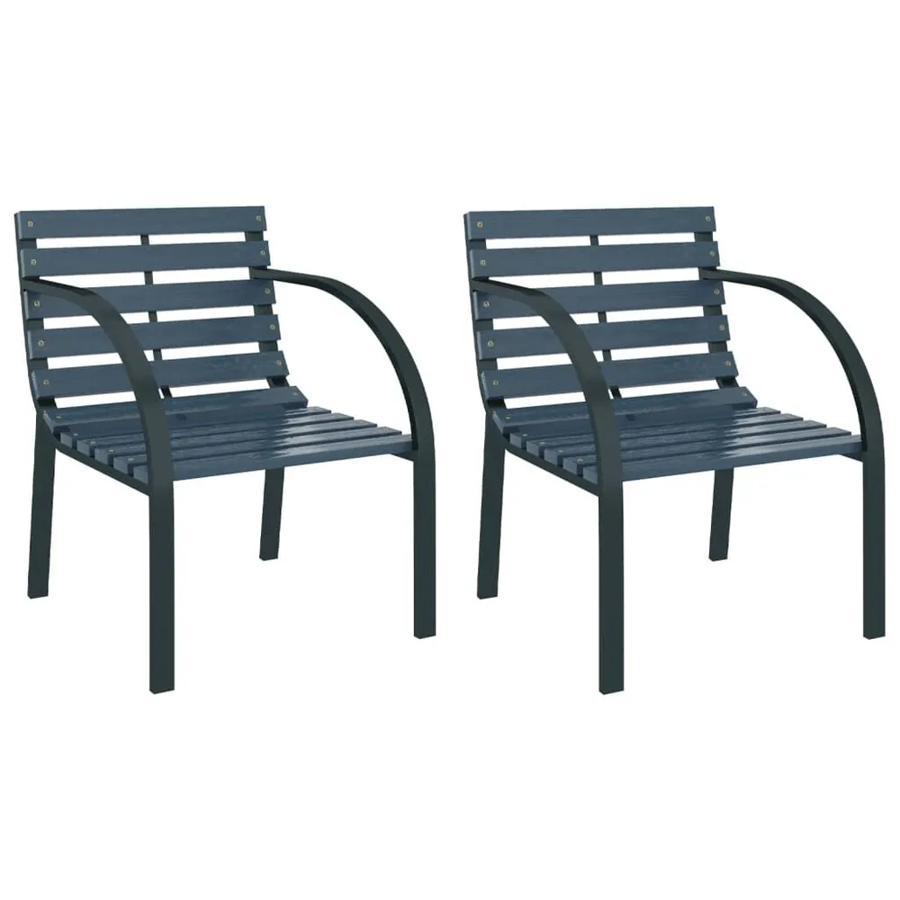 Chaises de jardin lot de 2 Gris Bois