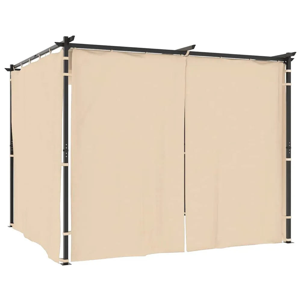 Tonnelle avec rideaux 3x3 m Crème Acier