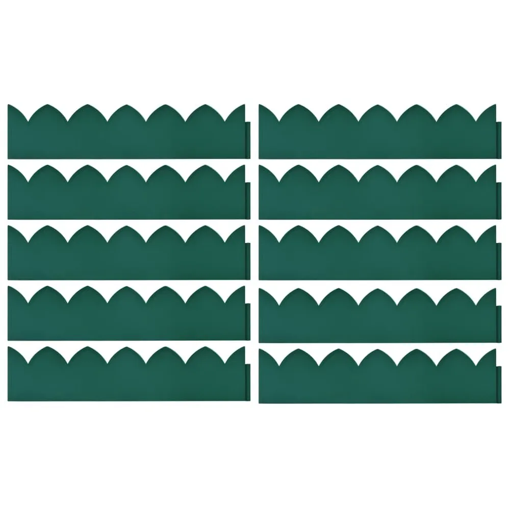 Bordures de jardin 10 pcs Vert 65x15 cm PP