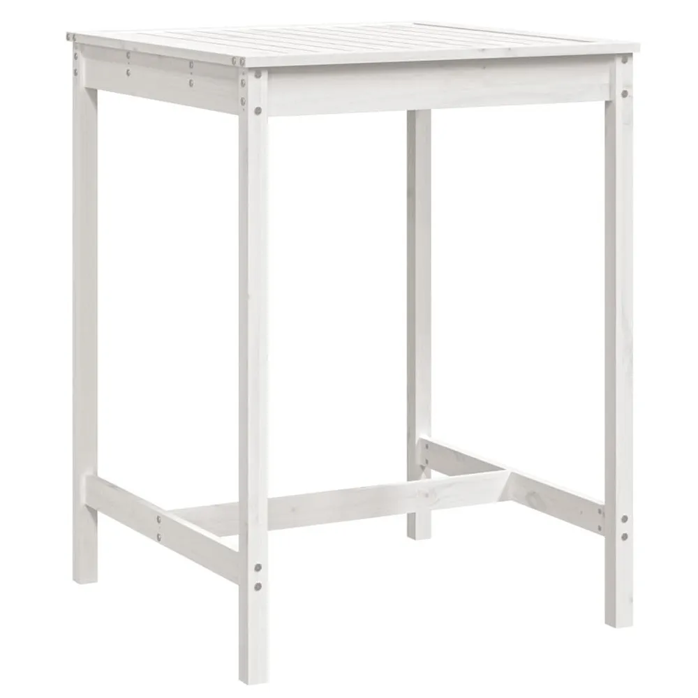 Table de jardin blanc 82,5x82,5x110 cm bois massif de pin